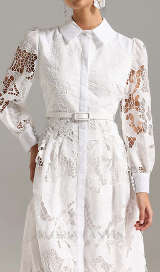 JIKISY LACE MIDI DRESS IN WHITE