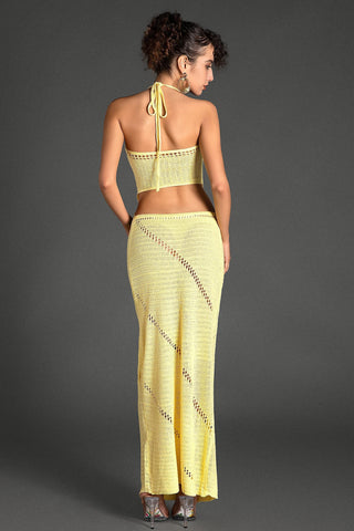 NANIADI KNIT TIE CUTOUT DRESS IN YELLOW