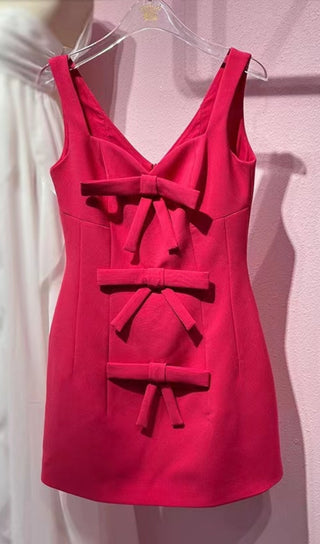 PINK BOWKNOT STRAPPY MINI DRESS