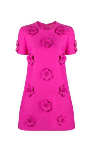 LEILA PINK FLORAL SHORT SLEEVE MINI DRESS