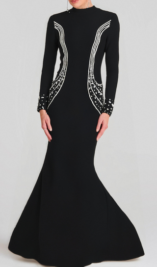 Ashley crystal embellished bodycon maxi dress in black