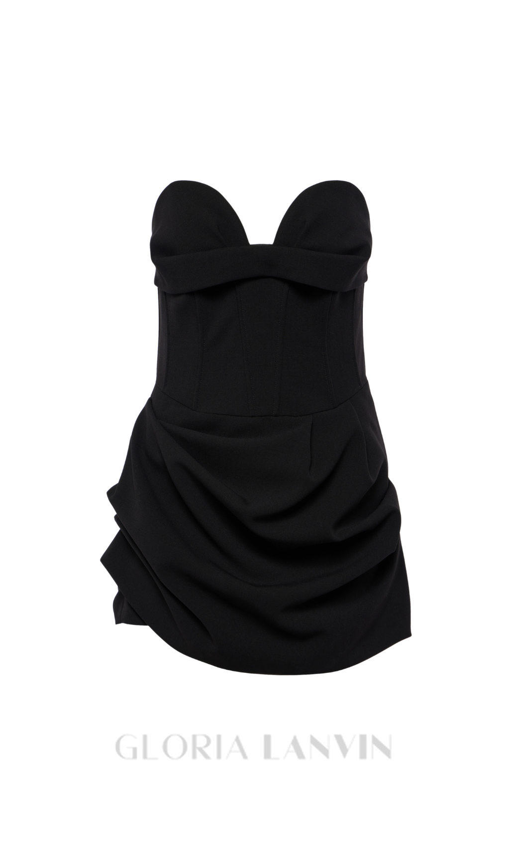 GRISELDA DRAPIERTES BUSTIER-MINIKLEID AUS WOLLMISCHUNG IN SCHWARZ
