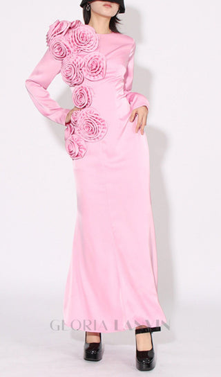 FLOWER MAXI DRESS IN PINK