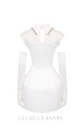 SIMONE TULLE DETAIL MINI DRESS IN WHITE