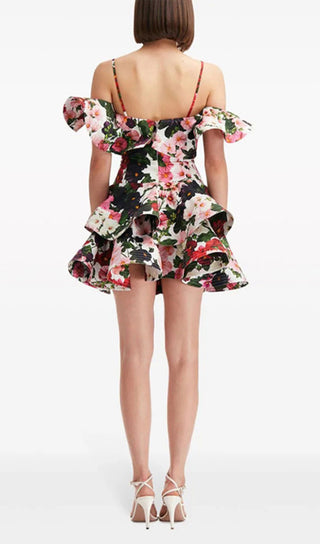 MULTICOLOR FLORAL PRINTED MINI DRESS