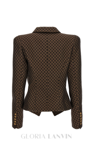 BELINDA MINI MONOGRAM BLAZER IN BROWN