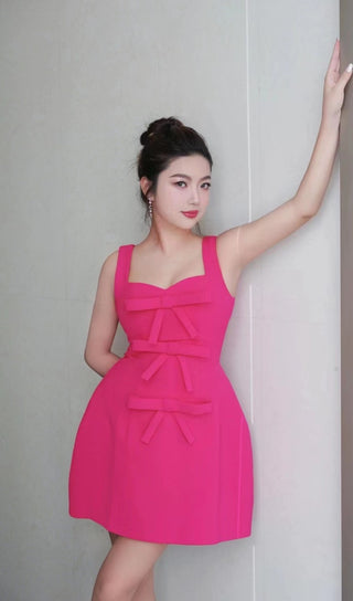 PINK BOWKNOT STRAPPY MINI DRESS