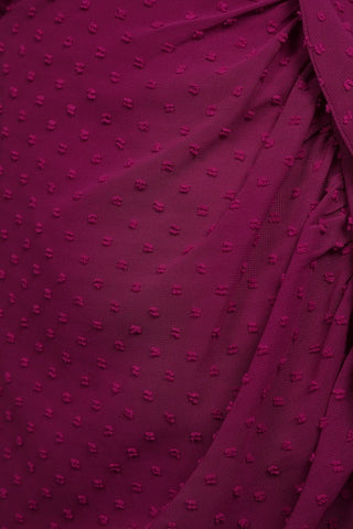 Dot Ruffled Midi Dress in Magenta