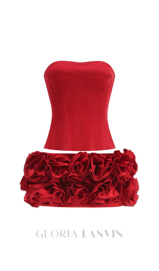 CLEGG RED CORSET FLOWER TWO-PIECE SET