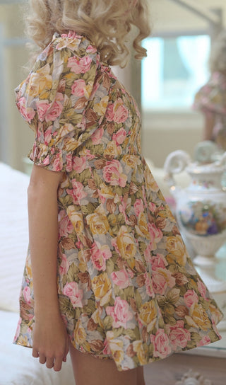 PUFF SLEEVE FLORAL MINI DRESS