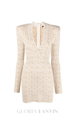 GRACE APRICOT MONOGRAM-JACQUARD MINI DRESS