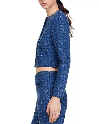 Palm Cropped Blazer in blue