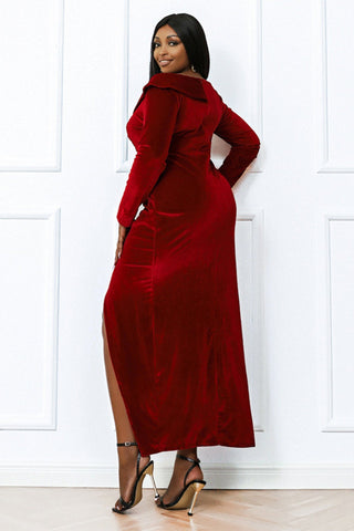 Indira Long Sleeve Split Midi Dress