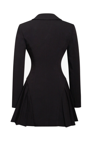 Beulah Pleate Blazer Mini Dress in Black