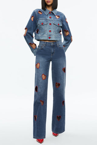 Elowen Heart Embroidered Cutout Jeans