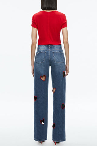 Elowen Heart Embroidered Cutout Jeans