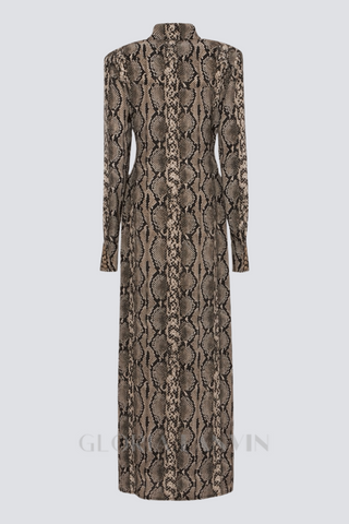 Filis Snake Print Maxi Shirt Dress