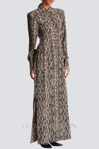 Filis Snake Print Maxi Shirt Dress