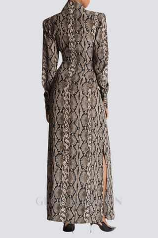 Filis Snake Print Maxi Shirt Dress