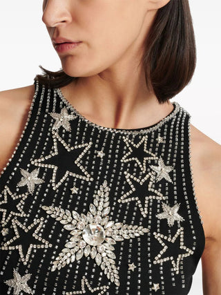 FALLING STARS EMBROIDERED MINI DRESS