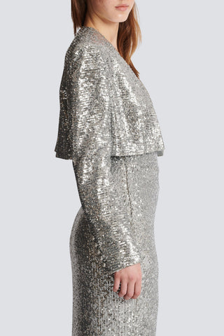 Sequin Cropped Blazer in silver