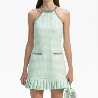 MINT BOUCLE MINI DRESS