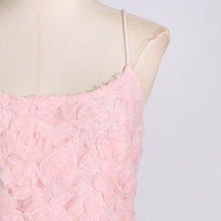 FLORAL APPLIQUÉ PLEATED HEM MINI DRESS IN PINK