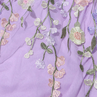 PURPLE 3D FLOWER LACE EMBROIDERED DRESS