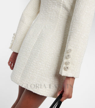 STEPHANIE WHITE BOUCLE BLAZER MINI DRESS