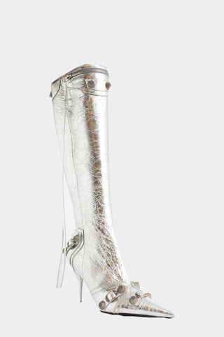 Shilia Zip Knee-high Boots - Silver