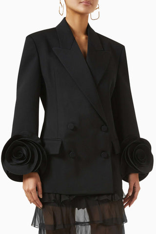 Sophia Rose Appliqué Blazer in Black