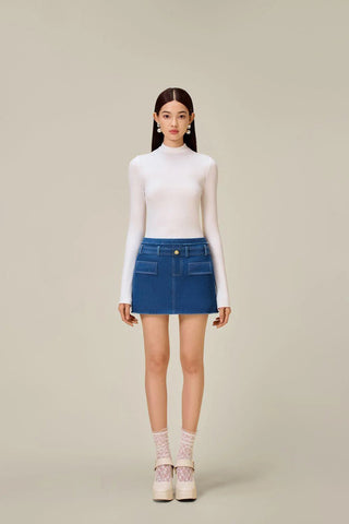 Cathy Tweed Mini Skirt in blue