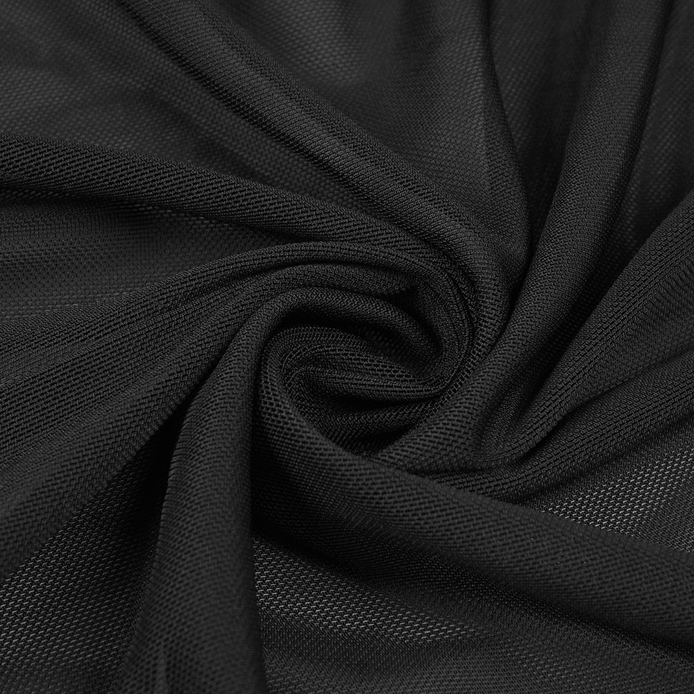 BRIANNA DRAPIERTES, SCHWARZES BODYCON-KLEID MIT SCHLÜSSELHOCHAUSSCHNITT