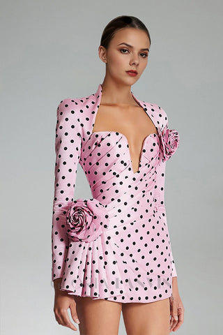 Polka Dots short printed dress in pink