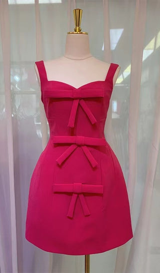 PINK BOWKNOT STRAPPY MINI DRESS