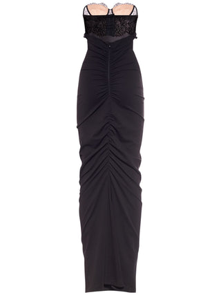 GWENDOLYN STRETCH JERSEY STRAPLESS MAXI DRESS IN BLACK