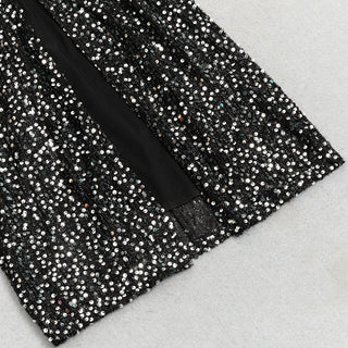 ROBE MAXI DRAPÉE EN VELOURS À SEQUINS NOIR