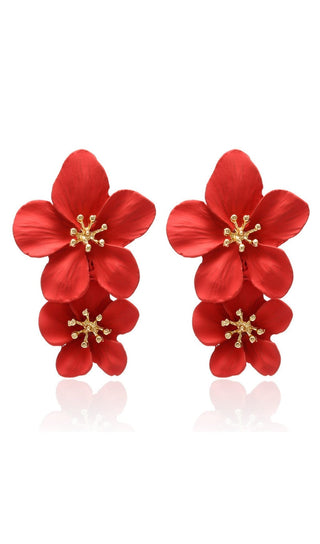 DOUBLE FLOWER EARRINGS sis label RED 