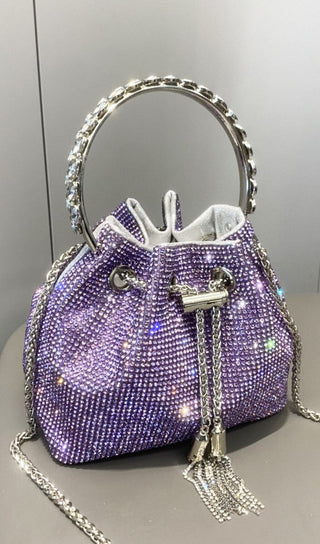 CRYSTAL EMBELLISHED BUCKET BAG IN PURPLE Bags styleofcb 