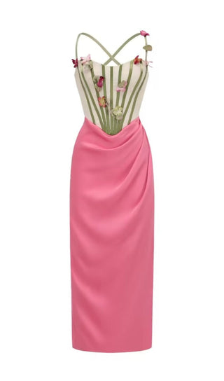 FLOWER VINE CORSET MIDI DRESS IN PINK DRESS STYLE OF CB S MIDI DRESS IN PINK 