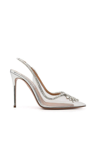 CRYSTAL CUTOUT EMBELLISHED PUMPS IN SILVER Shoes styleofcb 