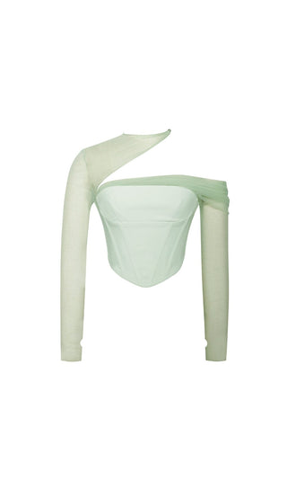 MIAH MINT STRETCH MESH SLEEVE CORSET TOP Tops styleofcb 