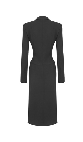 BLACK BUTTON-DOWN SUIT DRESS TWO-PIECE SET