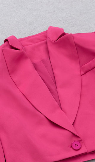 BARBIE PINK DRAWSTRING SLING SHORT SKIRT SUIT styleofcb 