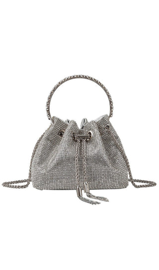 CRYSTAL EMBELLISHED BUCKET BAG IN SILVER Bags styleofcb 