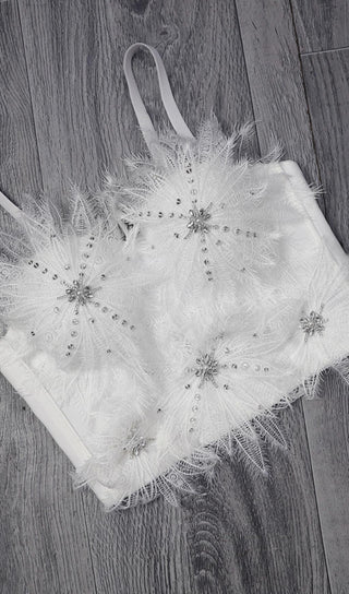 DIAMOND FEATHER CORSET TOP IN WHITE styleofcb 