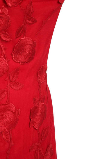 3D FLOWER SUSPENDER DRESS IN RED DRESS STYLE OF CB 