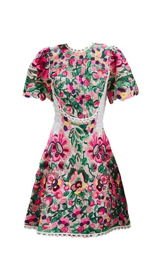 FLORAL-EMBROIDERED LACE MINI DRESS DRESS STYLE OF CB 