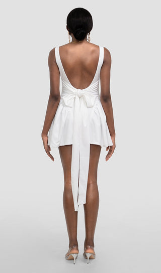 GALI IVORY BACKLESS BOW MINI DRESS