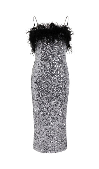 CAMI MIDI DRESS IN SEQUIN BEADED TULLE